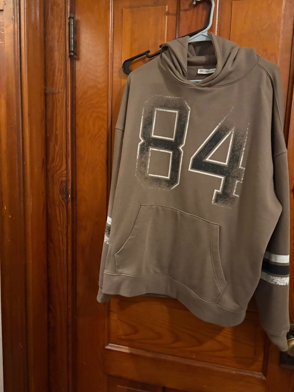 No Boundaries Brown Crewneck Hoodie with '84' Graphic